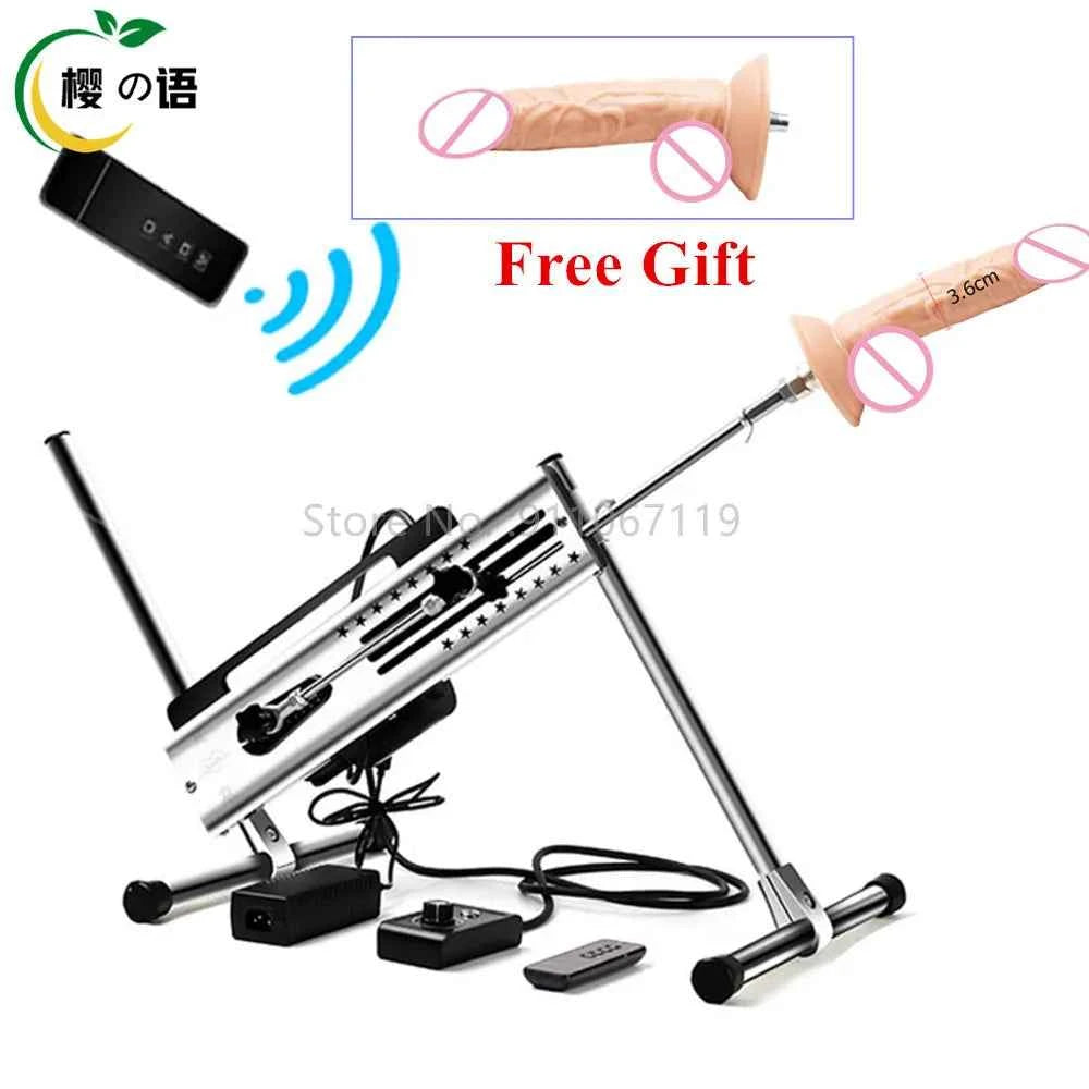 120W Wireless Remote Control Vibrator Adjustable Love Sex Machine Double Head Masturbator Sex Toys for Women Men With Free Dildo