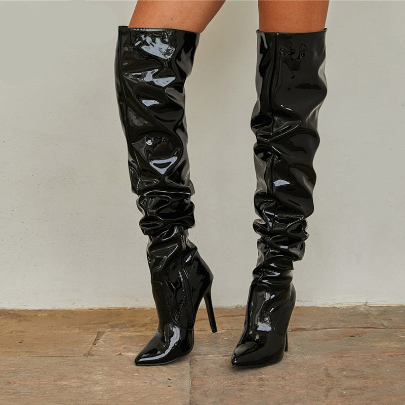 Women's Motorcycle Over The Knee Boots - Colbrayci