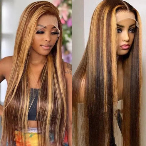 Women's Wigs Colored Medium Length Straight Hair - Colbrayci