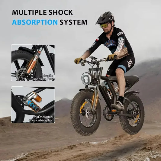20 inch Fat Tire Ebike with 1000W Motor 48V13Ah Battery Up to 32MPH / 62Miles,Electric Bike for Adults,7 Speed  Electric Bicycle