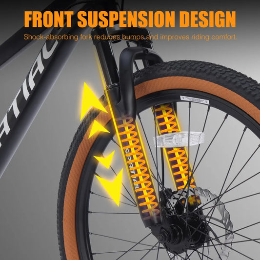 SPATIAL Mountain Bike 24 Inch, 21 Speed Aluminum Frame Lightweight Bike,Dual Disc Brake Bicycle for Men Women Teenager