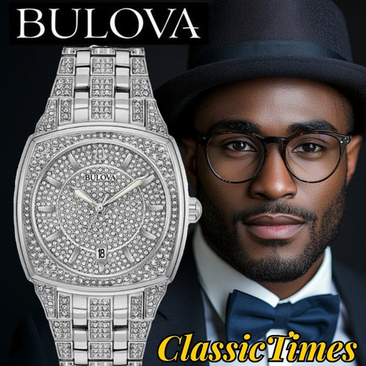***BRAND NEW*** Bulova Men's Swarovski Crystal Phantom Cushion Shaped Pave Cryst