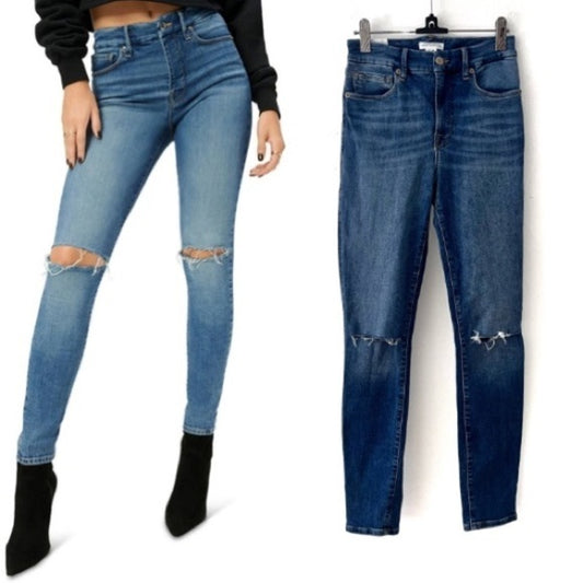 Good American Good Legs High Rise Distressed Skinny Jeans GL873