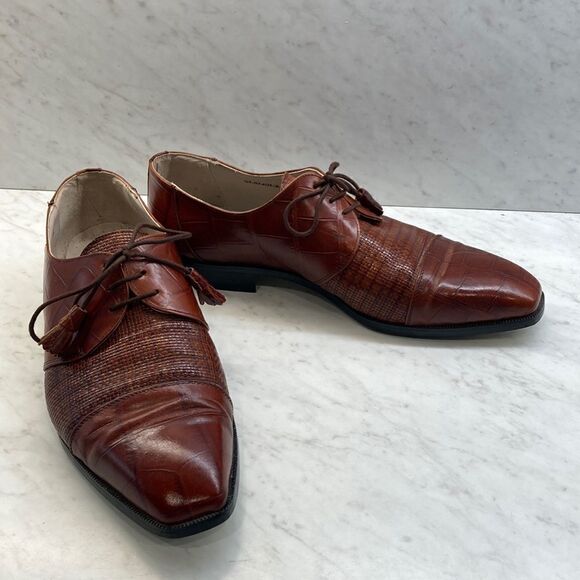 Rodolfo Valentino Men’s Dress Shoes Size 12 Made In Brazil Tie Preowned